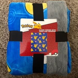 Pokemon Blue and Gray Kids Throw Blanket